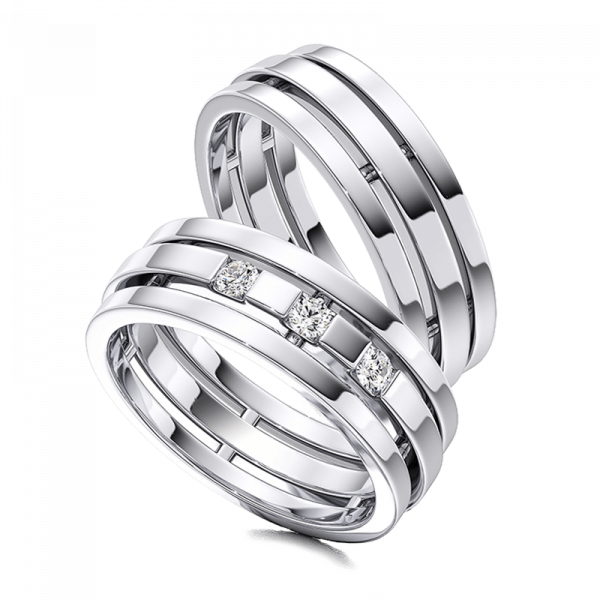 Cвадебные кольца из белого золота с бриллиантами изображение