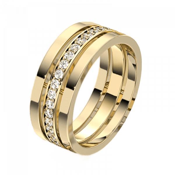 Обручальное кольцо из желтого золота с бриллиантами фото