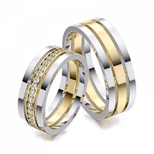Обручальные кольца белое и желтое золото фотография