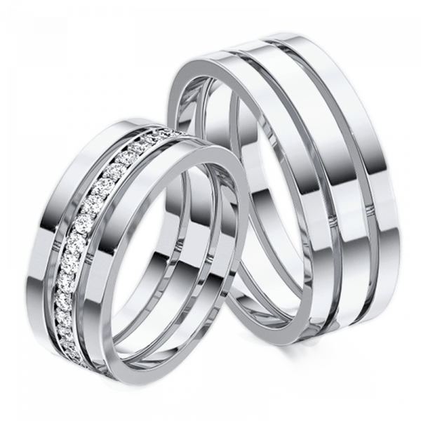 Обручальные кольца из белого золота с бриллиантами фото