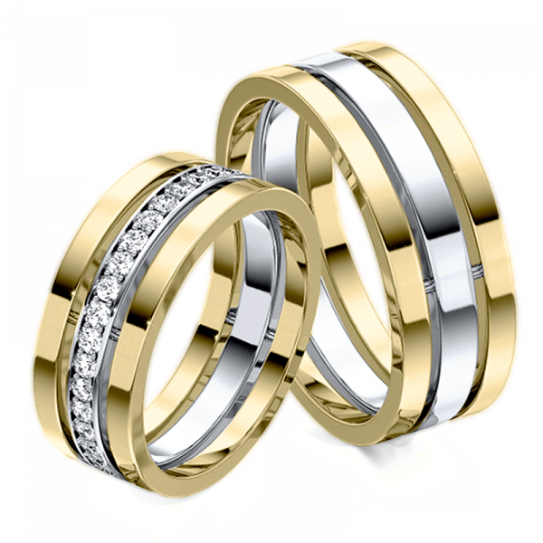 Обручальные кольца комбинированные желтое и белое золото фото