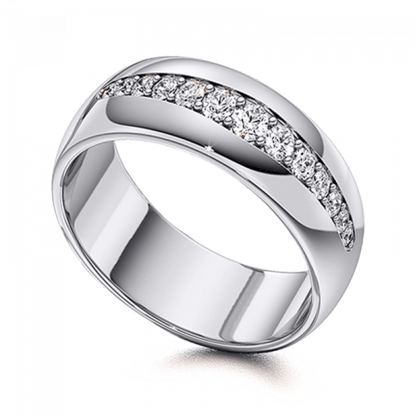 Обручальное кольцо из белого золота с бриллиантами изображение