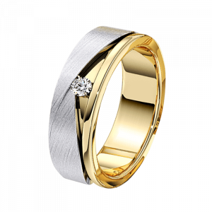 Обручальное кольцо со вставкой из белого золота фотография