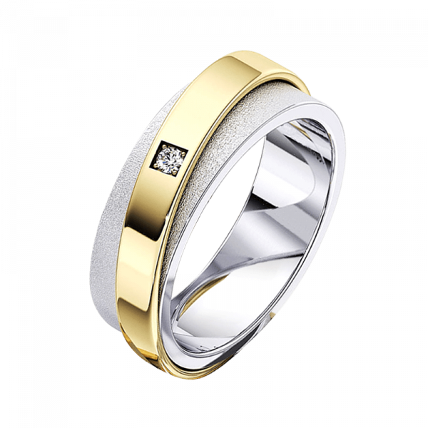 Обручальное кольцо со вставкой из белого золота фото